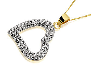9ct Gold Crystal Heart Pendant And Chain - 188211