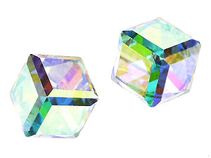 9ct Gold Crystal Sugar Cube Earrings - 070657