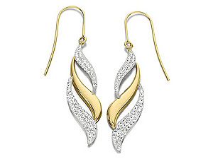 9ct Gold Crystal Triple Flame Hook Wire Earrings