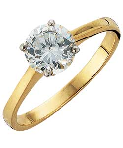 9ct Gold Cubic Zirconia 1 Carat Look Solitaire