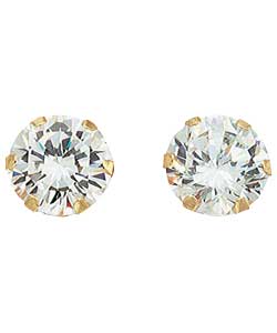 9ct Gold Cubic Zirconia 7mm Stud Earrings