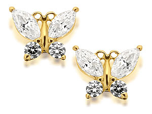 9ct Gold Cubic Zirconia Butterfly Earrings 7mm
