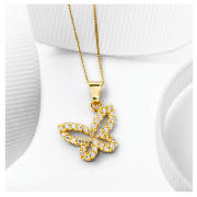 9ct Gold Cubic Zirconia Butterfly Pendant