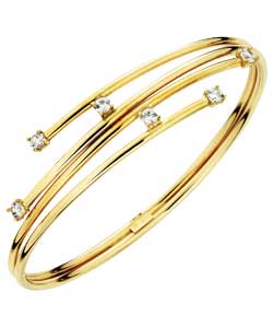 9ct gold Cubic Zirconia Crossover Bangle
