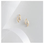 9CT GOLD CUBIC ZIRCONIA CROSSOVER EARRINGS