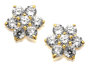 9ct Gold Cubic Zirconia Daisy Cluster Earrings