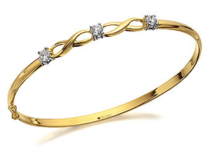 9ct Gold Cubic Zirconia Double Kiss Bangle -