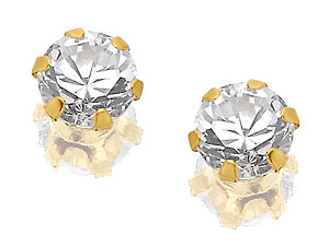 9ct Gold Cubic Zirconia Earrings 3mm - 073082