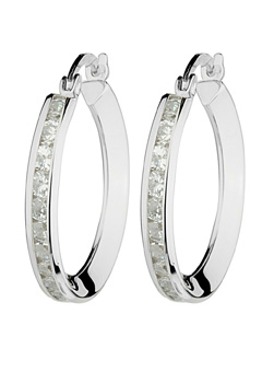 9ct Gold Cubic Zirconia Extra Large Hoop Earrings
