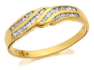 9ct Gold Cubic Zirconia Four Waves Ring - 185904