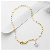 9ct Gold Cubic Zirconia Heart Charm Anklet