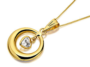 9ct Gold Cubic Zirconia Heart Within A Circle