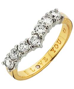 9ct Gold Cubic Zirconia I Love You Wishbone Eternity Ring
