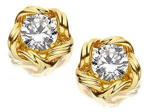 9ct Gold Cubic Zirconia Knot Earrings 10mm -