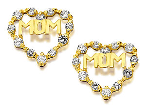 9ct Gold Cubic Zirconia Mum Earrings 11mm -