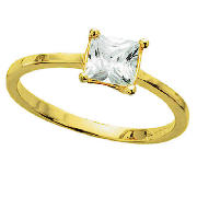 9ct Gold Cubic Zirconia Princess Cut Ring, M