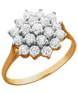 9ct gold Cubic Zirconia Round Cluster Ring - Size Small (L)