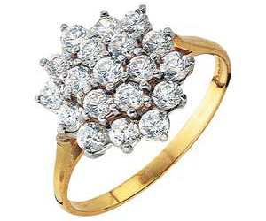 9ct gold Cubic Zirconia Round Cluster Ring