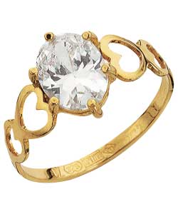 9ct Gold Cubic Zirconia Solitaire and Heart