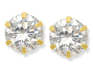 9ct Gold Cubic Zirconia Solitaire Earrings 072702
