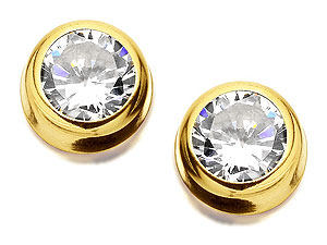 9ct Gold Cubic Zirconia Solitaire Earrings 6mm