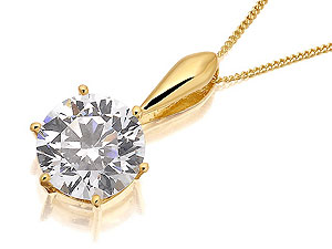 9ct Gold Cubic Zirconia Solitaire Pendant And