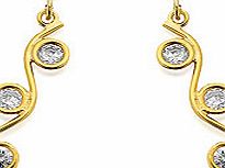 9ct Gold Cubic Zirconia Wiggle Drop Earrings