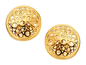 9ct Gold Cut Out Circle Stud Earrings 12mm -