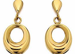 9ct Gold Cut Out Oval Drop Earrings 18mm drop -