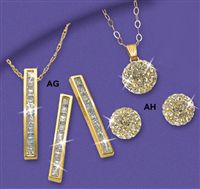 9ct gold CZ Ball Pendant And Earrings Set