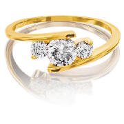 9CT GOLD CZ BYPASS RING
