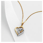 9CT GOLD CZ DOUBLE HEART PENDANT 18