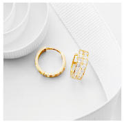 9CT GOLD CZ DOUBLE ROW HOOP EARRINGS