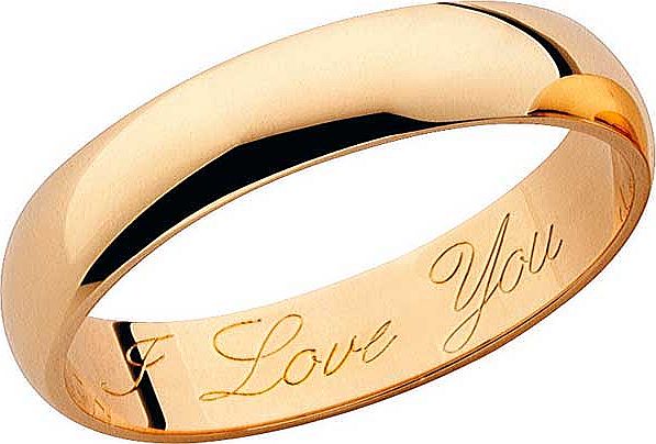 9ct Gold D-Shape Engraved Wedding Ring with High