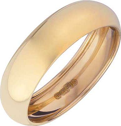 9ct Gold D-Shape Rolled Edge Wedding Ring - 6mm