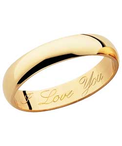 9ct Gold D-Shape Wedding Ring with High Dome. 4mm