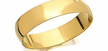9ct Gold D Shaped Grooms Wedding Ring 6mm