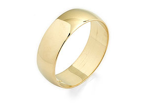 9ct Gold D Shaped Grooms Wedding Ring 7mm Size
