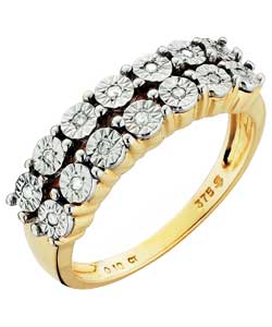 9ct Gold Diamond 1 1/2 carat Look Double Row Eternity Ring