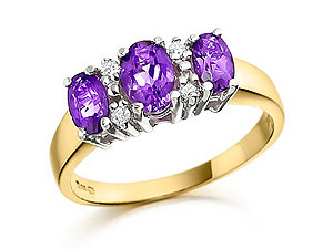 9ct gold Diamond and Amethyst Ring 048428