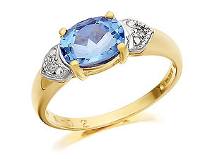 9ct Gold Diamond And Blue Topaz Ring - 180405