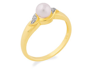 9ct gold Diamond and Cultured Pearl ring 180497-M