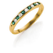 9ct Gold Diamond And Emerald Eternity Ring, L