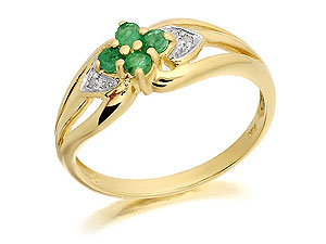 9ct Gold Diamond And Emerald Heart Ring - 047610