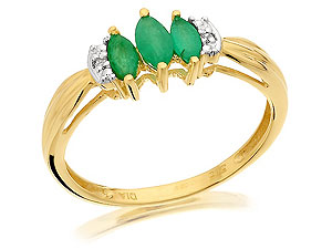 9ct Gold Diamond And Emerald Ring EXCLUSIVE -