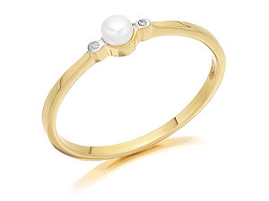9ct Gold Diamond And Freshwater Cultured Diamond