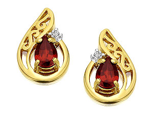 Diamond And Garnet Earrings 10mm -