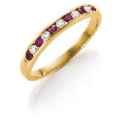 9ct Gold Diamond And Ruby Eternity Ring, L
