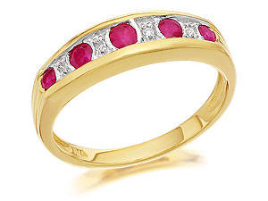 9ct Gold Diamond And Ruby Half Eternity Ring -