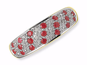 9ct gold Diamond and Ruby Half Eternity Ring 048227-M